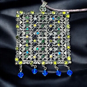 Sorrelli Silver Lime Green Blue Bronze Gold Silver Gemstone Necklace